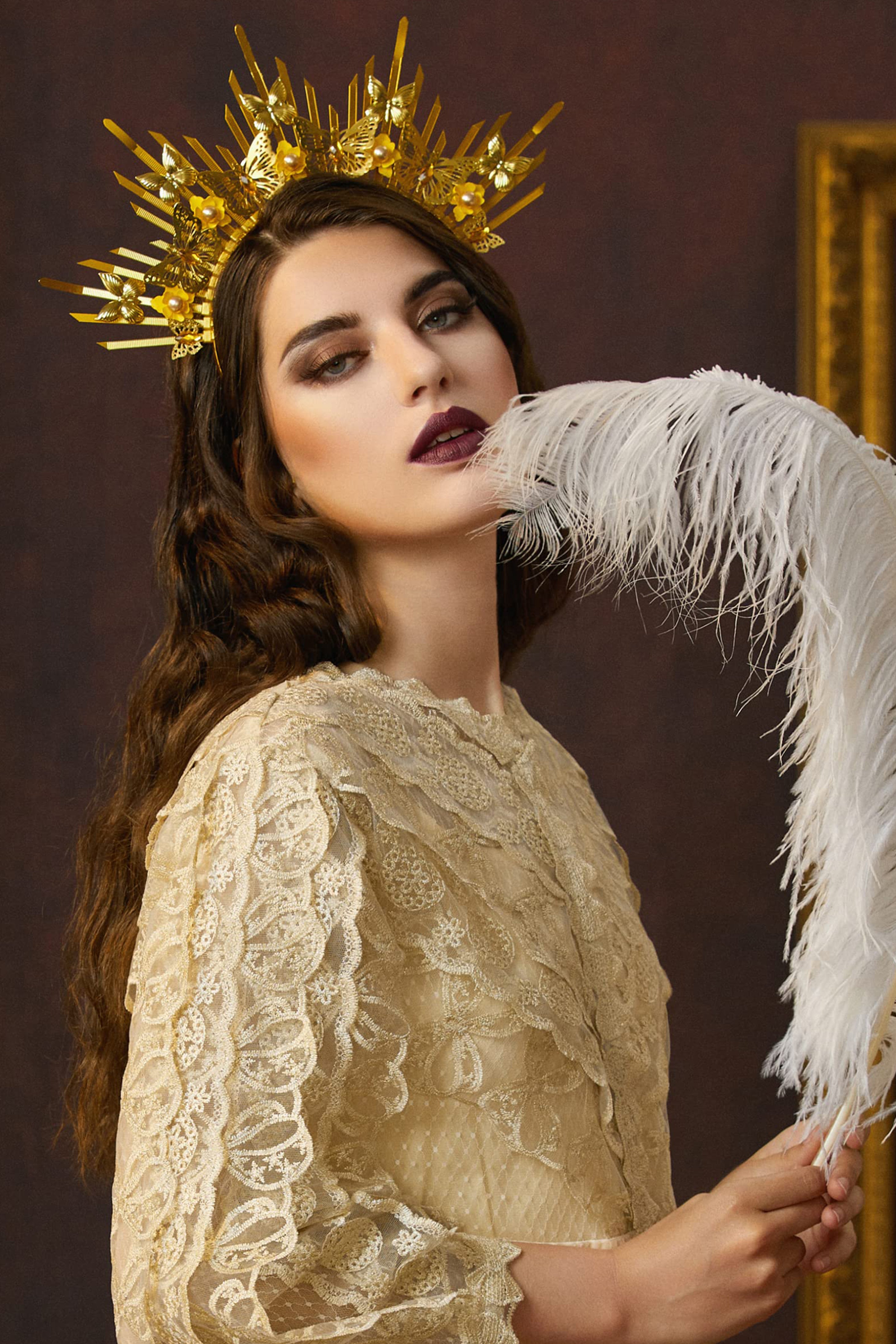 Spiked Zip Tie Floral Butterfly Halo Crown | Tender Yellow | 3