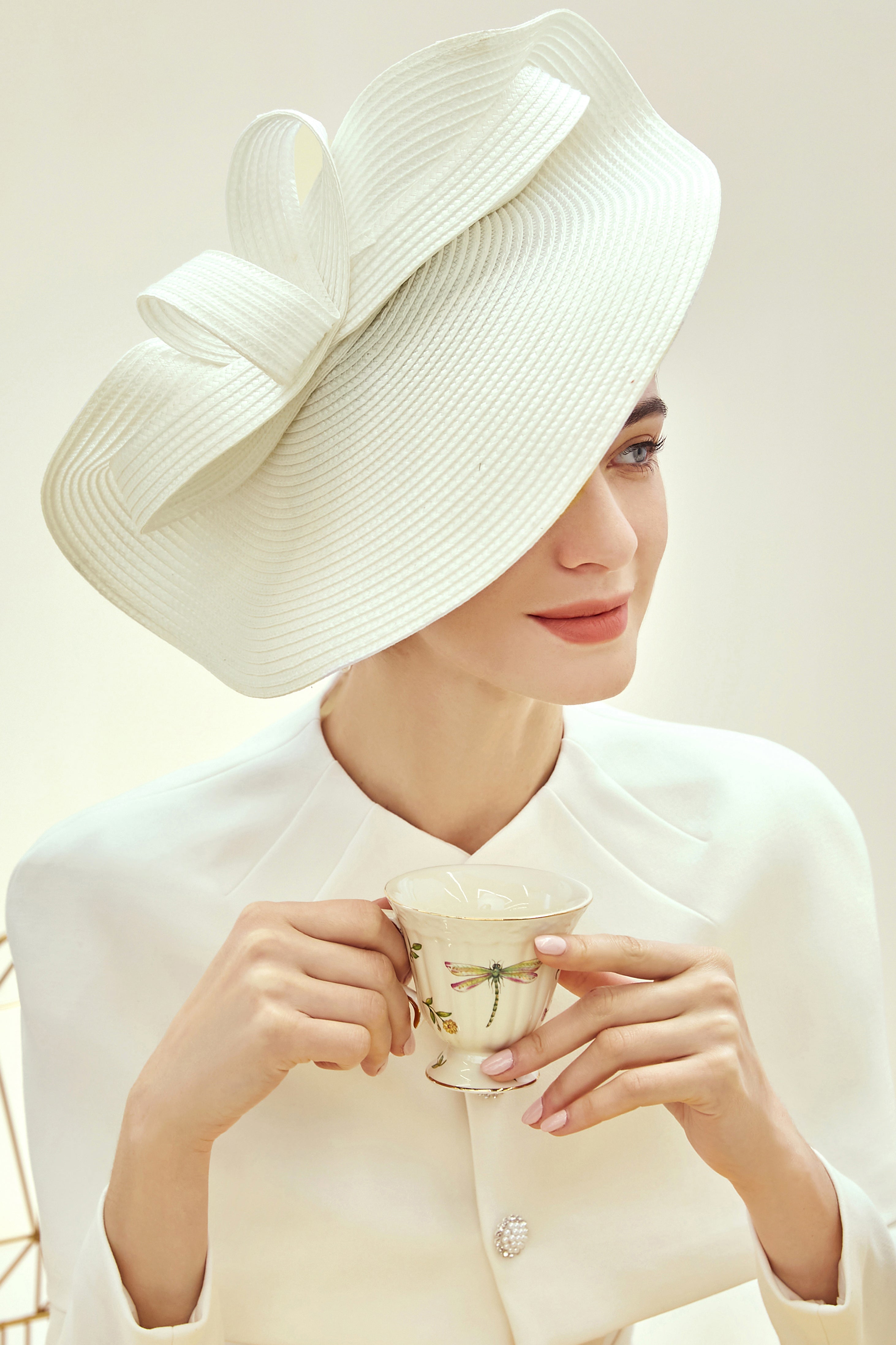 Straw Pillbox Race Day Fascinator | offwhite | 3