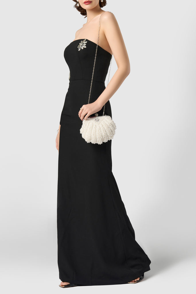 Shell Shaped Pearl Beaded Clutch - BABEYOND