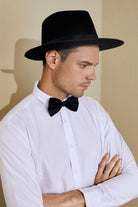 1920s Mens Panama Fedora Hat | Black | 5