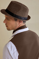 1920s Mens Panama Fedora Hat |  Chocolate Brown | 9