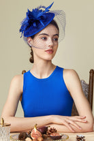 Vintage Veil Tea Party Fascinator | Rotary Blue | 7