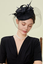 Elegant Veil Tea Party Fascinator | ink Black | 6