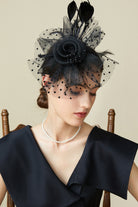 Retro Polka Dot Veil Fascinator | Black | 1