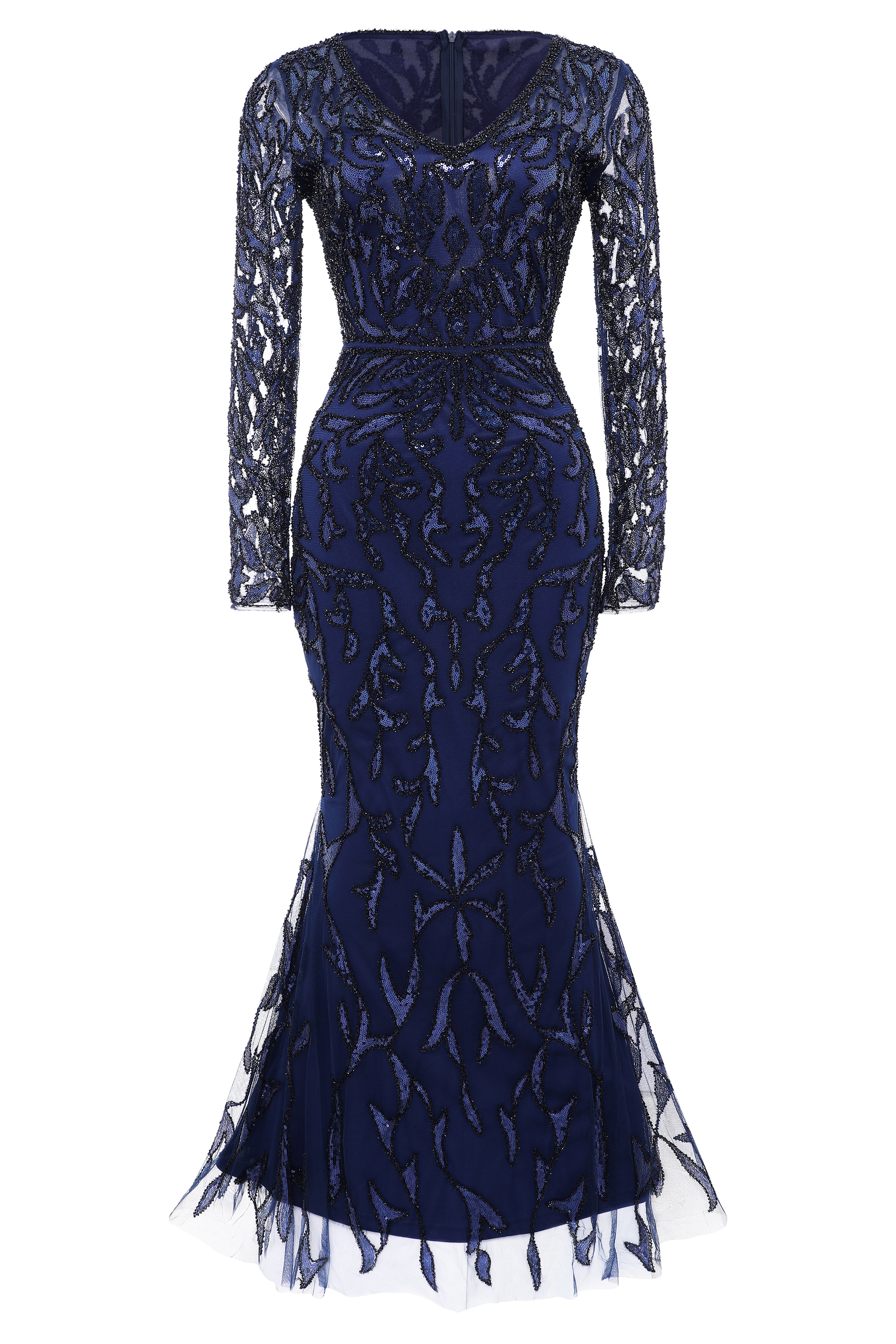 V Neck Sequin Bodycon Fitted Dress | Navyblue | 3