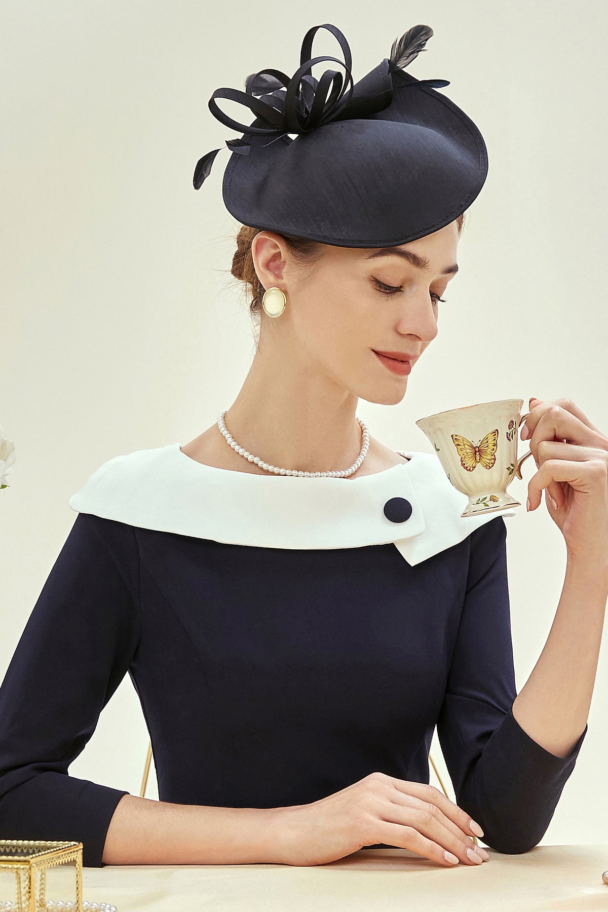5895 Fascinators Women Wide Brim 20s 50s Derby Pillbox Hat Bowknot Cocktail Fascinators Hats 20s 50s Pillbox Hat Cocktail Tea Party for  main image 2