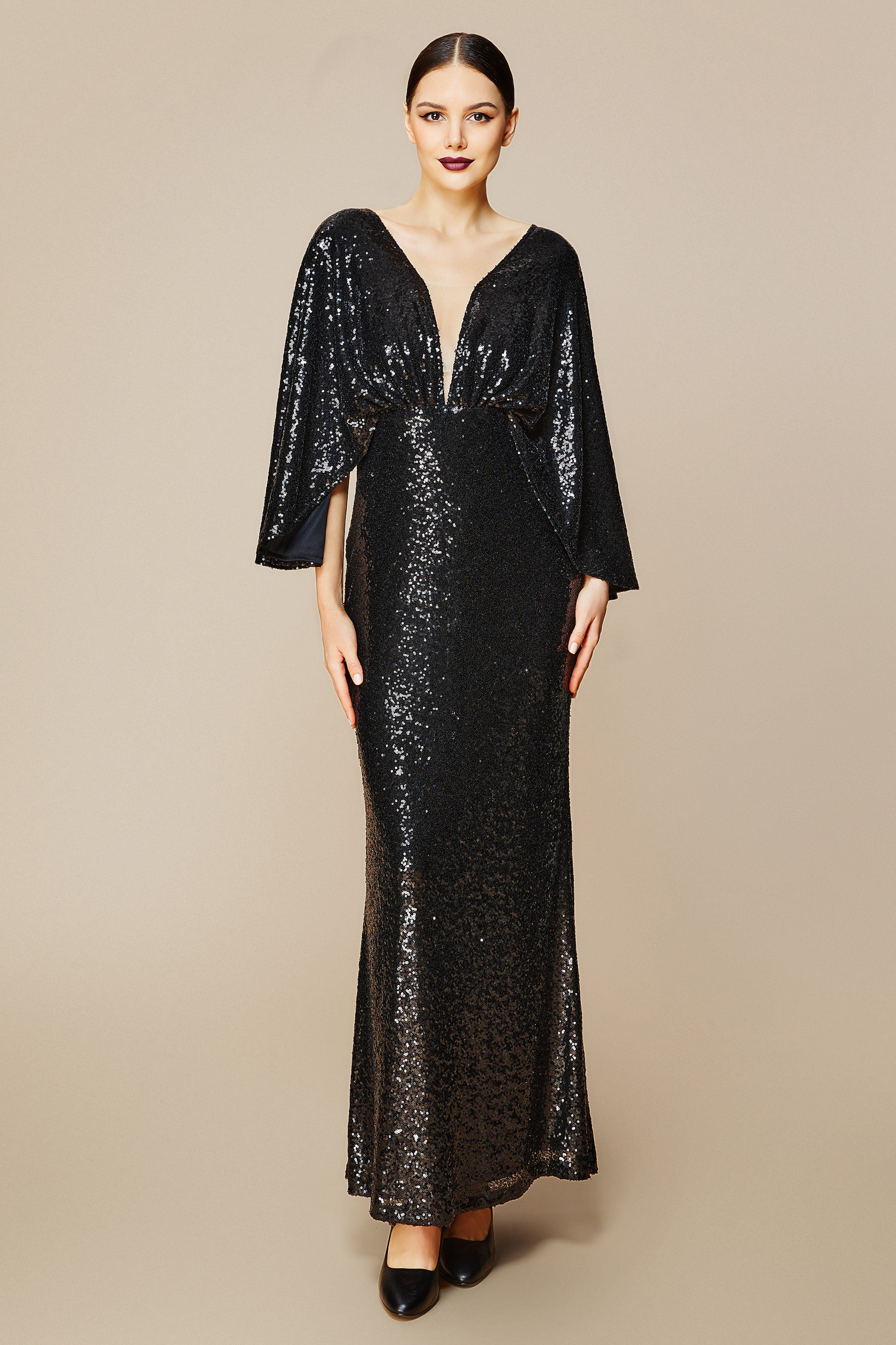 Shop 1920s Dresses - Sheer Angel Sleeve Maxi Dress | BABEYOND