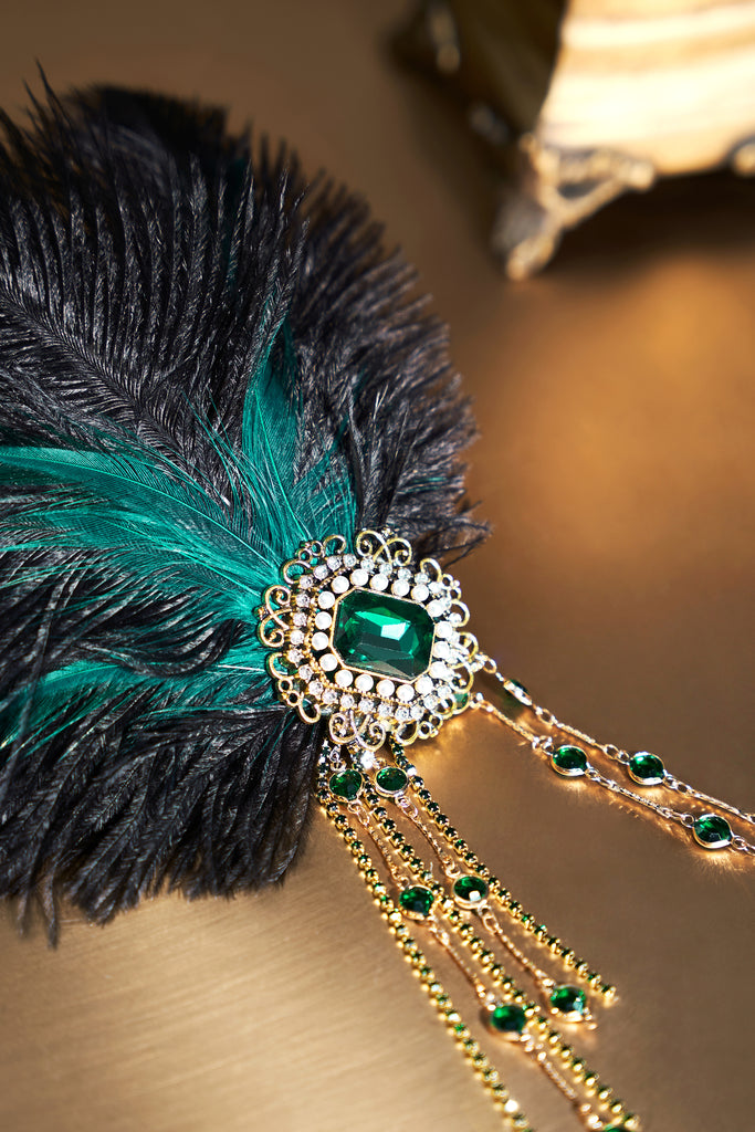Beads Studded Tinted Feather Headband - BABEYOND