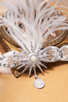 Pearl Studded Sequin Feather Headpiece | 4