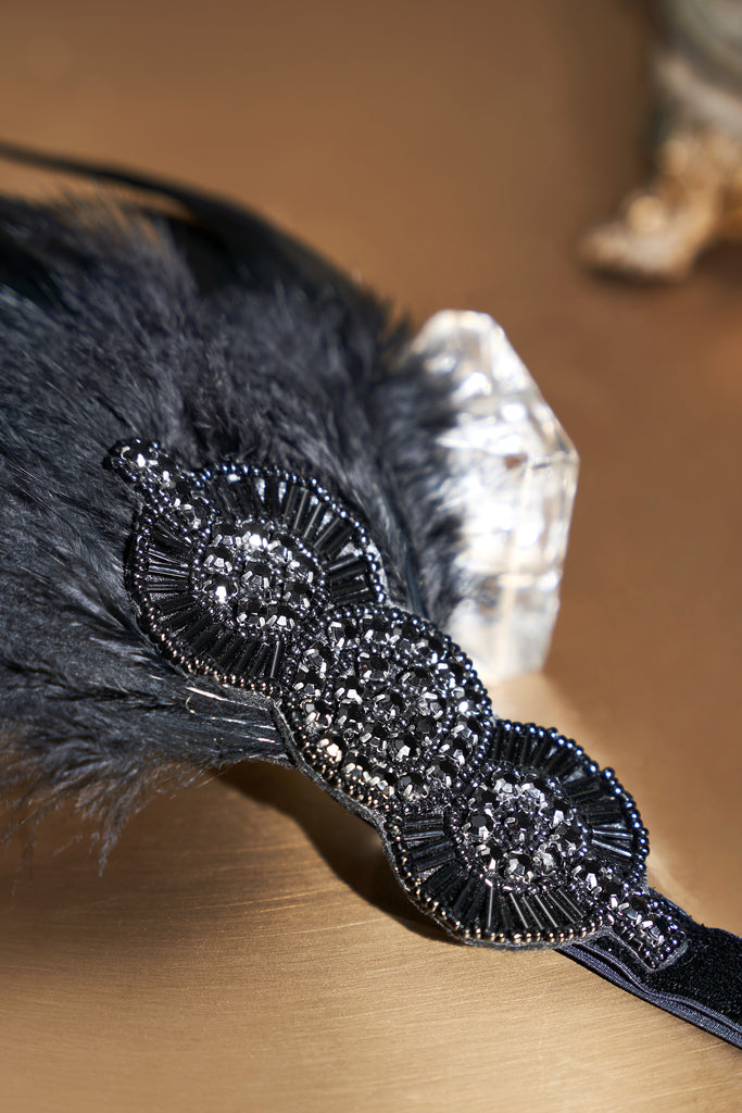 Crystal Studded Feather Headband - BABEYOND