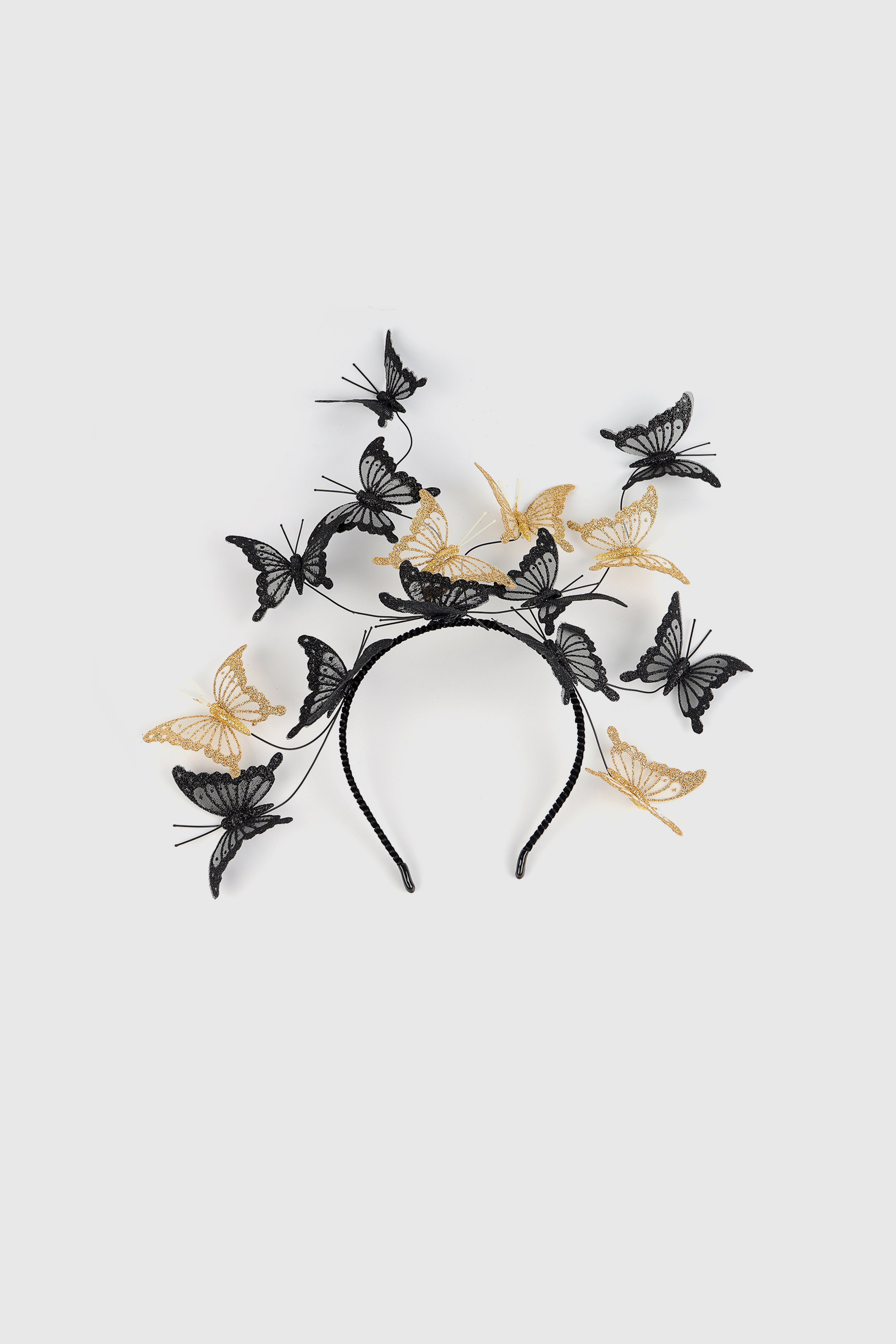 Whimsical Soaring Mesh Butterfly Headband | Goldblack | 1