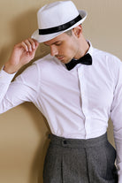 1920s Mens Panama Hat Gatsby Set | White | 14