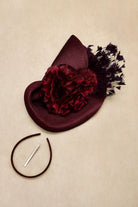 Wide Brim Flat Floral Irregular Fascinator | winered | 2