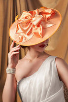 Wide Brim Floral Race Day Fascinator | orange | 2