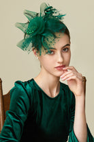 Retro Polka Dot Veil Fascinator | Hunter Green | 13