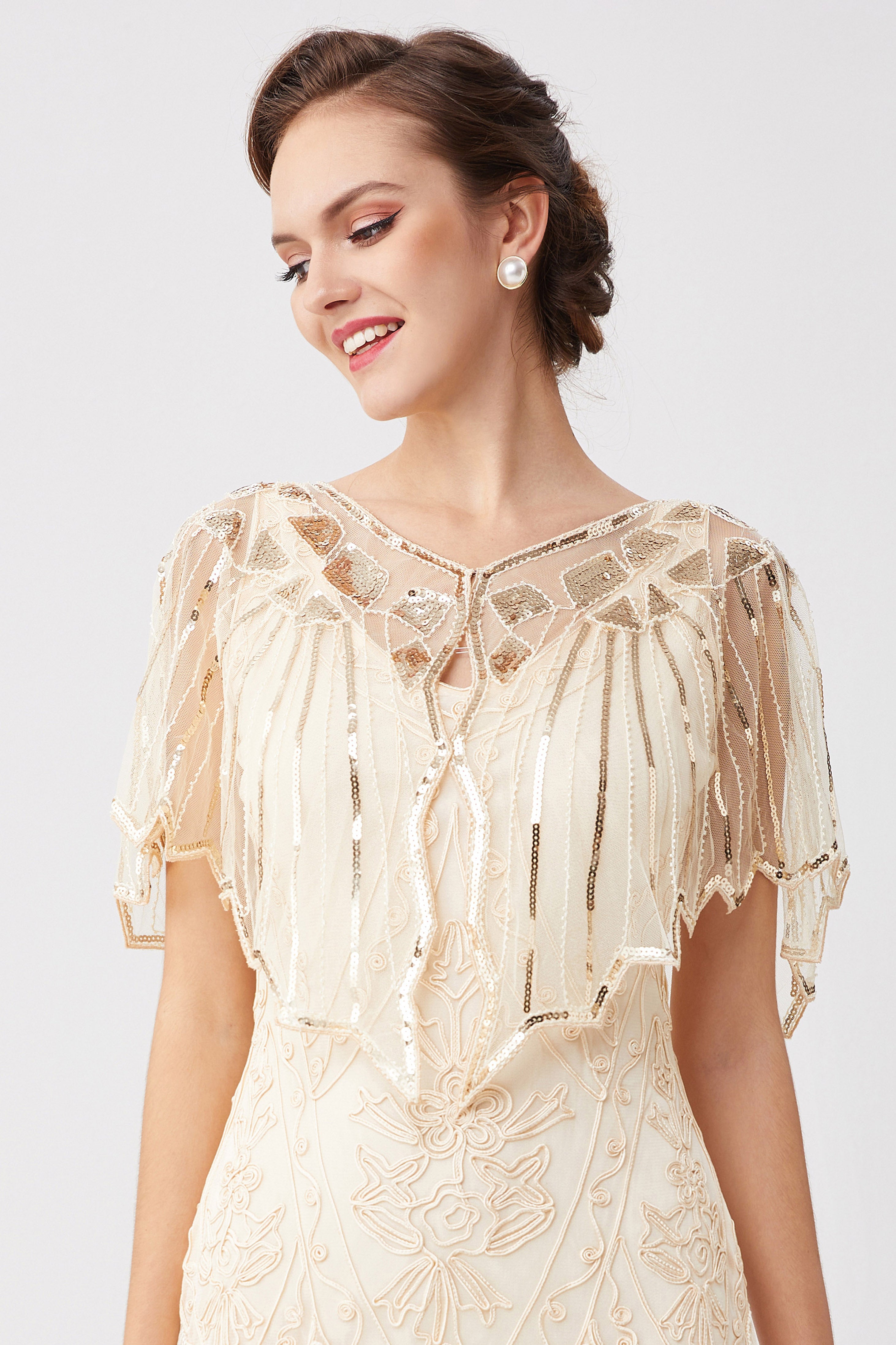 Shop 1920s Shawls - 1920s Sequin Flapper Evening Shawl | BABEYOND