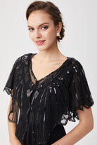 1920s Sequin Flapper Evening Shawl | Black | 8