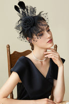 Retro Polka Dot Veil Fascinator | Black | 2