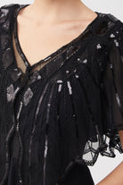 1920s Sequin Flapper Evening Shawl | Black | 9