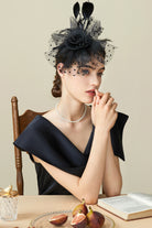 Retro Polka Dot Veil Fascinator | Black | 3