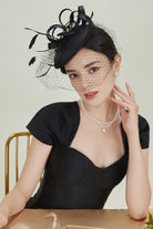 Vintage Pillbox Veil Cocktail Fascinator | Black | 3