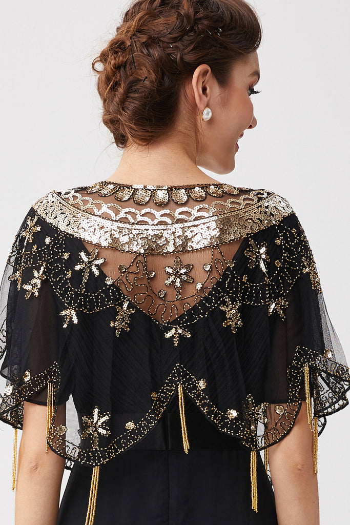 1920s Sequin Beaded Evening Shawl - BABEYOND