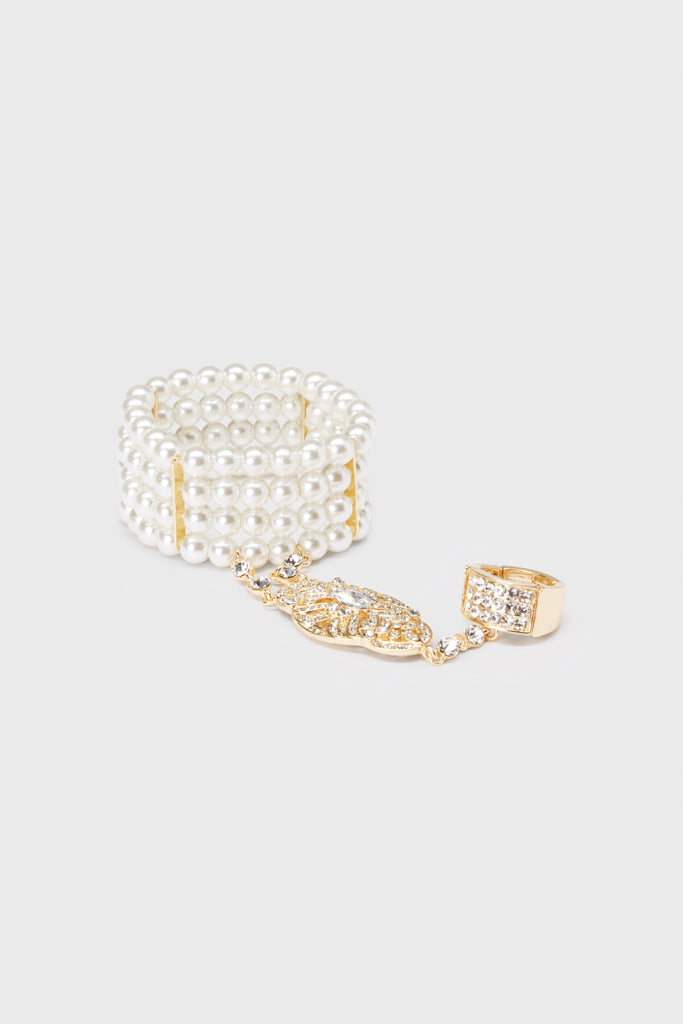 Multi Strand Pearl Bracelet Ring Set - BABEYOND