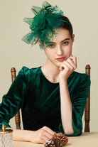 Retro Polka Dot Veil Fascinator | Hunter Green | 15