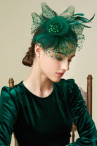 Retro Polka Dot Veil Fascinator | Hunter Green | 14