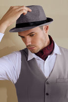 1920s Mens Panama Fedora Hat | Gray | 2