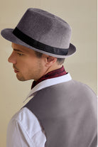 1920s Mens Panama Fedora Hat | Gray | 3