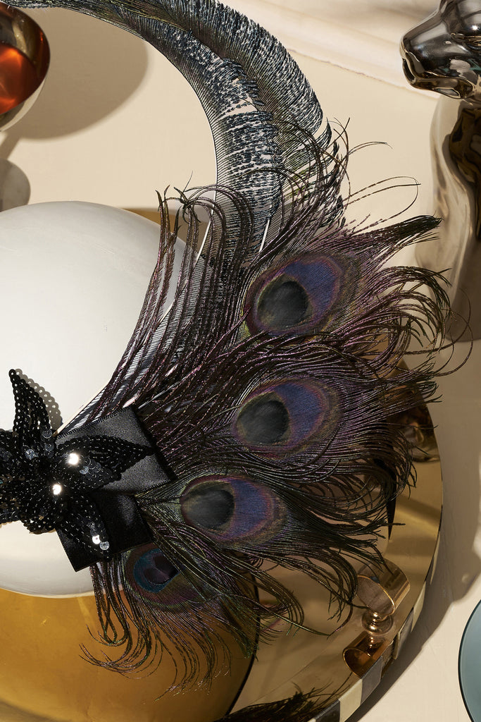 Beaded Sequin Peacock Headdress - BABEYOND