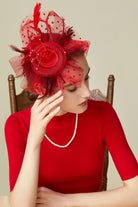 Retro Polka Dot Veil Fascinator | Red | 10