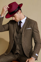 1920s Mens Panama Fedora Hat | Burgundy | 3