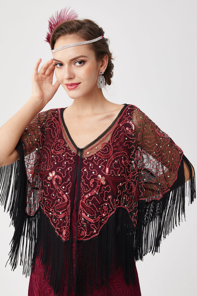 1920s Beaded Sequin Flapper Shawl - BABEYOND